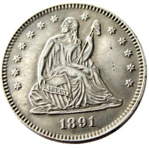 Pièces de monnaie américaines 1891 P O S assis Liberty Quater Dollar, pièce de copie artisanale plaquée argent, ornements en laiton, accessoires de décoration pour la maison 253C