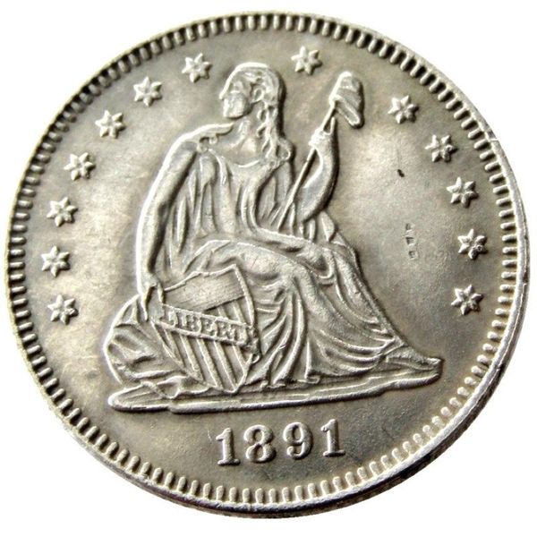 Monedas de EE. UU. 1891 P O S libertad sentada Quater Dollar chapada en plata copia artesanal adornos de latón accesorios de decoración del hogar 237i