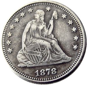 Pièces de monnaie américaines US 1878-P-S-CC assis Liberty Quater Dollar artisanat argent plaqué copie pièce en laiton ornements décoration de la maison accessoires 347S