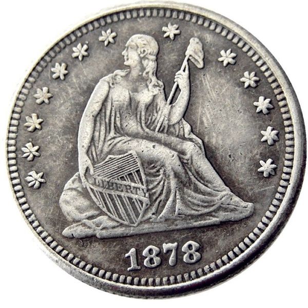 Monedas de EE. UU. US 1878-P-S-CC Libertad sentada Quater Dollar Craft Copia chapada en plata Adornos de latón accesorios de decoración del hogar 301c