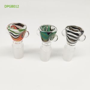 DPGB012 Tazón de vidrio para fumar de color estadounidense para fumar con dos orificios internos de mármol transparente