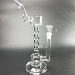 US Design Verre Bong Fumer Narguilé Pipe 7 Tubes couche Bubble Bongs Drôle Deux Fonctions Recycleur Plates-formes Pétrolières avec bols