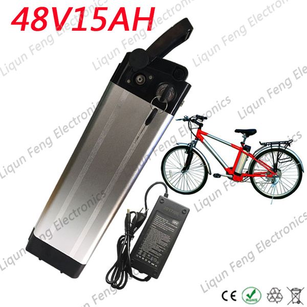 US EU sans taxe 48 V 15AH Silver Fish Scooter électrique vélo électrique Ebike batterie au Lithium-ion Rechargeable avec moteur BMS 500 W.