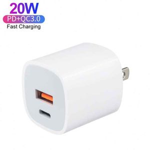 Mini chargeur 20W adaptateur secteur USB-C double ports PD + QC3.0 chargeur mural USB Type C