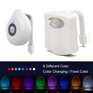  Luces LED para inodoro, Sensor de movimiento PIR de 8 colores, luz LED nocturna con batería,  luz para inodoro para niños