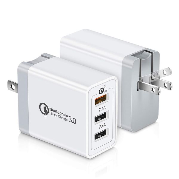 EE. UU. UE Reino Unido enchufe QC3.0 Cargador rápido 3 puertos USB AC Adaptador de pared de viaje para el hogar para teléfonos móviles, tabletas, bancos de energía