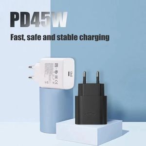 Cargador súper rápido USB C de pared Pulg para EE. UU., UE, Reino Unido, para cargadores Samsung PD de 45 W, Galaxy S20/S20 21 Ultra/Note10/Note 10 Plus TA845 con caja de embalaje, cargadores rápidos para teléfonos móviles de 25 W