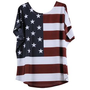 Amerikaanse vlag bedrukt T-shirt met korte mouwen Onafhankelijkheidsdag Casual top T-shirt met korte mouwen Dames zomer