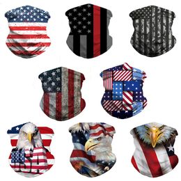 Amerikaanse vlag sjaal 3D-maskers partij decoratie voor mannen vrouwen sjaals hoofdband sport hoofd sjaals wasbaar beschermend buiten gezichtsmasker