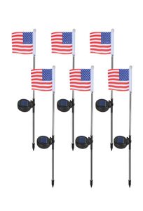 Lumière de piquet de jardin à énergie solaire drapeau américain lumières de voie de drapeau américain lumières de drapeau solaires avec piquet de poteau en métal8320044