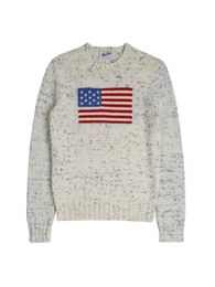 Drapeau américain Pull tricoté pour femme Manteau Drapeau américain Pull à col rond 2023 Hiver Luxe Mode Confortable Pull en coton 100 % pur coton s-2XL