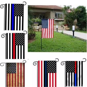 US Flags Party Decoration Thin Blue Line Flag Drapeau noir blanc et bleu American Flag Garden Flag 30 * 45cm