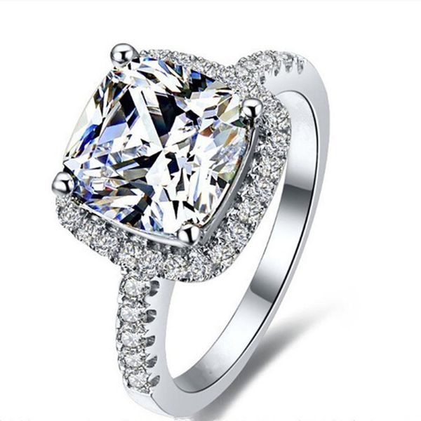 Anillo de diamante SONA con certificado GIA de EE. UU., anillo de compromiso de boda de plata de ley 925 sólida de 3 quilates, joyería de lujo
