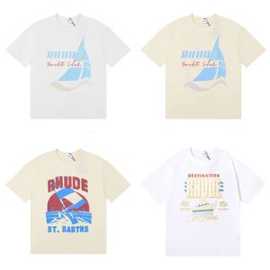 US Ins Hot 23SS T-shirt d'été américain Rhude Skateboard Mens Designer T Femmes Men T-shirt décontracté Good Mens Tshirt Shirt 3xl 4xl Taille asiatique -Shirt Shirt