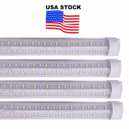 Los tubos de 8 pies de LED de EE. UU. Luces de la tienda en forma de V 8 LED de la puerta del enfriador integrada Luces de doble resplandor fluorescente AC 85V-265V