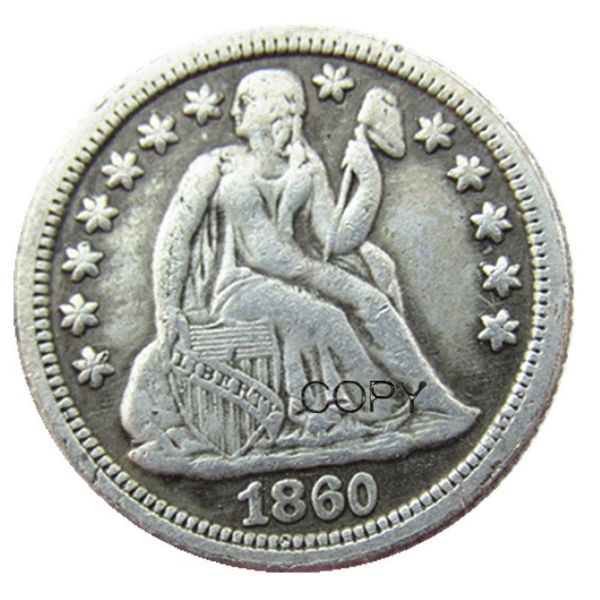 US Liberty Seated Dime 1860 P S Craft, copia chapada en plata, troqueles de metal, fábrica de fabricación 250U