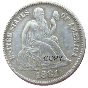 Moneda de diez centavos sentado Liberty de EE. UU. 1881 P/S, copia de monedas chapadas en plata artesanal, troqueles de metal, precio de fábrica de fabricación