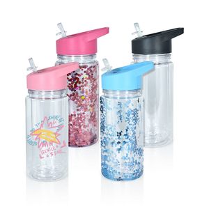 US Local Warehouse 300ml Sneeuwbol Plastic Kindertuimelaars Dubbel ommuurde heldere acrylbekers voor kinderen Sippy Cups Diy Glitter Sportwaterfles 60 stks/Case