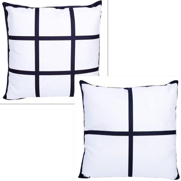 US Local Warehouse panneaux taie d'oreiller blanc Sublimation taie d'oreiller noir Polyester housse de coussin jeter canapé taies d'oreiller 40*40 cm 30 pièces/étui