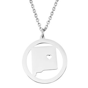 Amerikaanse kaart New Mexico staten hangdoek kettingen liefde hart charme land ketting zilveren roos goud roestvrijstalen geboortestad cadeau sieraden