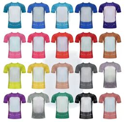 US Hommes Femmes Fournitures de fête Sublimation Chemises blanchies Transfert de chaleur Chemise de blanchiment vierge T-shirts en polyester blanchi GG022L8916483