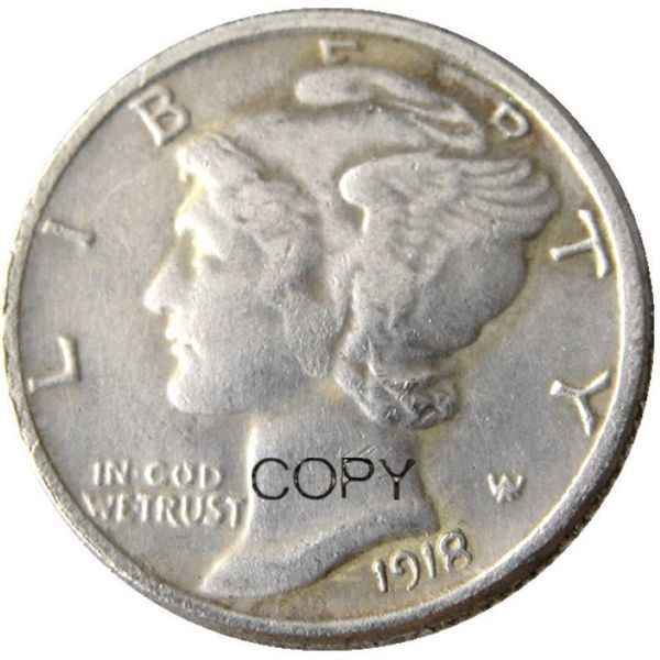 US Mercury Dime 1918 P S D, copia artesanal chapada en plata, troqueles de metal, fábrica de fabricación 283P