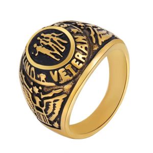 Amerikaanse militaire veteraan Ring War Veteraan sieraden Militair 14K Geelgouden ringen voor leger, marine, mariniers, luchtmacht, kustwachtofficieren Mili 964