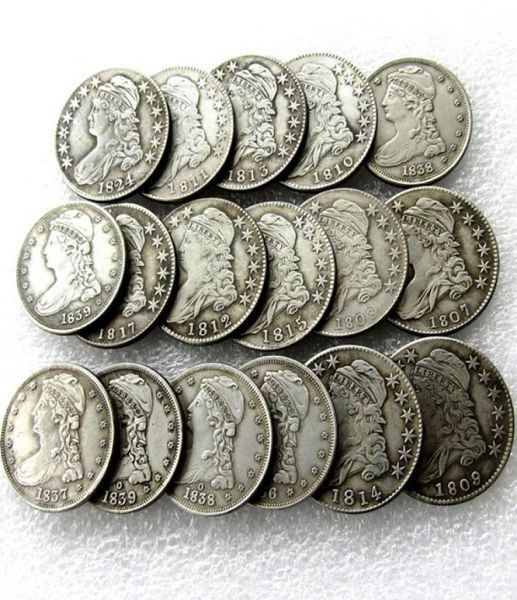 US Mix Date 18071839 17pcs Buste plafonné demi-dollar artisanat plaqué copie de monnaie en métal meurt de fabrication usine 8882922