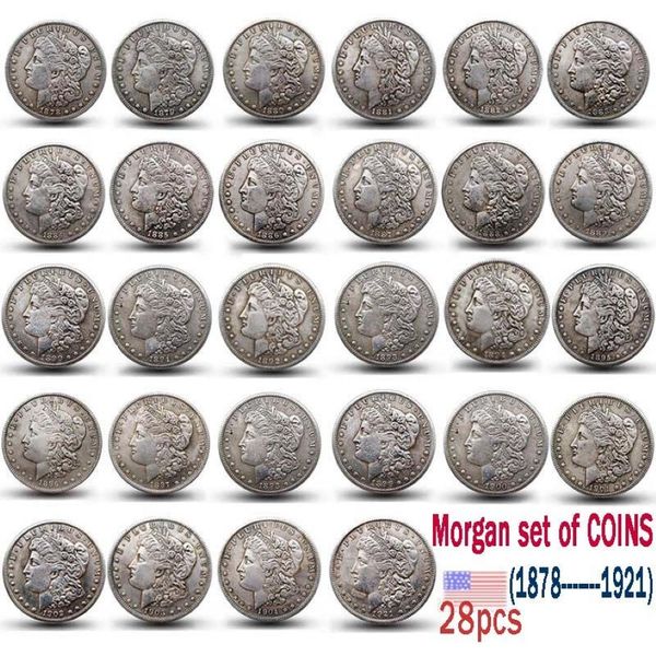Pièces de monnaie américaines Morgan 1878 – 1921, ensemble complet de 28 pièces, copie 338h
