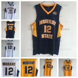 US Murray State Racers College Ja Morant 12 Navy Blue Basketball Jersey herentruien allemaal gestikt