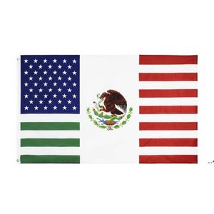 US MX USA Mexico vriendschap traditionele vlag Amerikaanse Mexicaanse combinatie geheel op voorraad 3x5ft banner Sea Way JJD5651228