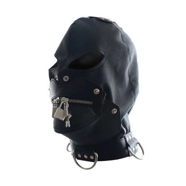 Bondage US New Sexy Zipper Gimp Head Mask Restraint Hood Faux Leather Harness Fetish # R172