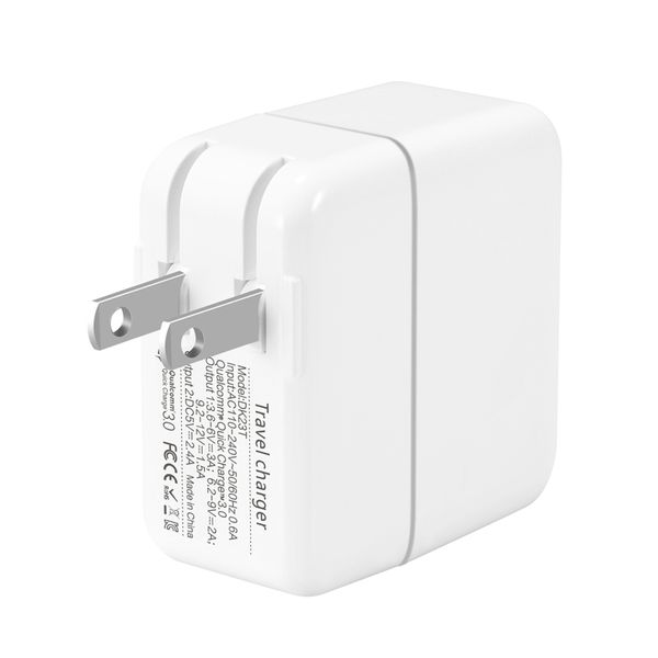 Prise américaine 30W 2 en 1 double chargeur rapide USB Quick Charge 3.0. Convient aux téléphones et tablettes