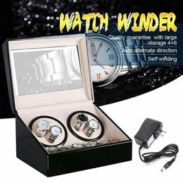 US-Stecker Automatische mechanische Uhrenbeweger Schwarzes PU-Leder Aufbewahrungsbox Sammlung Uhrenanzeige Schmuckbewegerbox CX200807172v