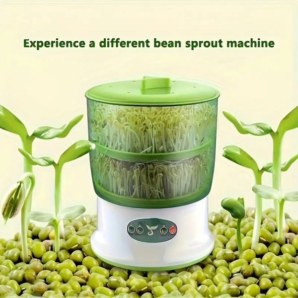 Machine à germes de soja à prise américaine, seau à légumes de grande capacité entièrement automatique pour la maison, boîte de germes de soja cru et de haricot mungo