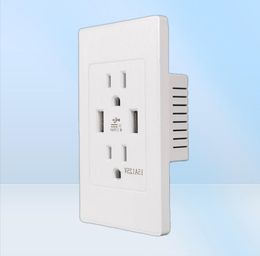 Adaptateur de chargeur double USB 110V, Type de prise américaine, prise murale, plaque de panneau de prise de courant électrique, blanc 7107407