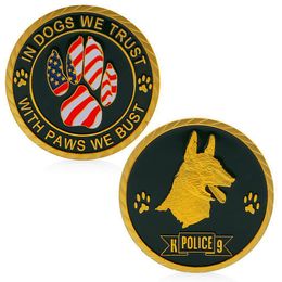 Officier de police américain K9 Chien de travail canin IN Dogs We Trust Paws Challenge Coin