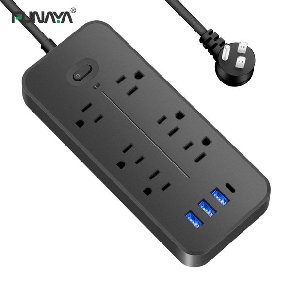 US Power Strip 6 AC SORTS 10A 110V 220V 3 PORTS USB PORTS 1 PANNEL DE PATTS SMART TYPE CHANGE 2000W