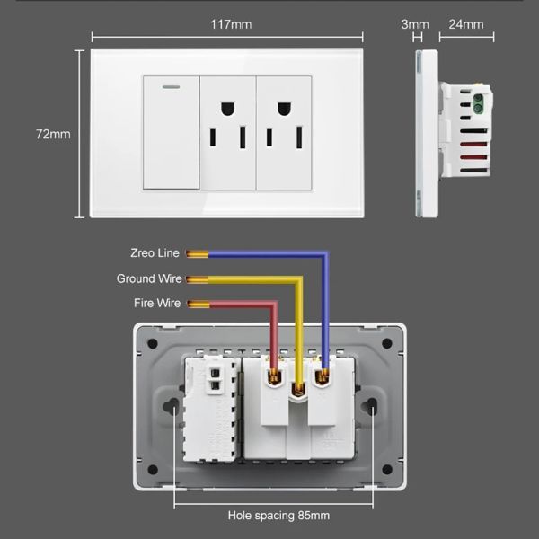 US Power Mur USB Socket Type C interrupteur d'éclairage à double pôle Panneau en plastique en plastique Plaque de sortie Home Office Ground électrique Appareils