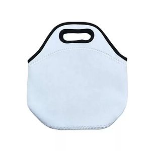 US SHip Bolsa de almuerzo de sublimación de neopreno con cremallera Reutilizable Blanco en blanco impermeable Caja de almuerzo térmica Bolsos Tote Para estudiantes trabajo escolar oficina picnic