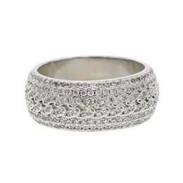 US-Größe 7 8 9 10 Silber klarer Zirkonia funkelnd Bling Iced Out Männer Junge kubanische Gliederkette Verlobungsband Ring293e