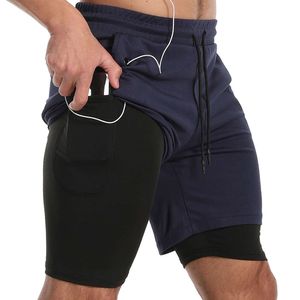 Amerikaanse maat heren zomer nieuwe gepersonaliseerde trend snel drogen casual fiess shorts dubbele gelaagde capris H522-26