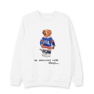Taille américaine T-shirt imprimé ours pour hommes Pull à manches longues Designer Survêtements en coton épais Sweat-shirt de créateur