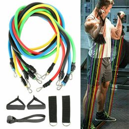 Amerikaanse voorraad 11 stks / set Pull touw fitness oefeningen weerstand bands latex buizen pedaal excerciser body training workout elastische yoga band