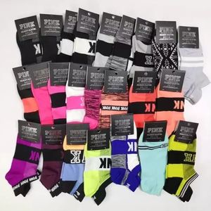 Have Real Photos with Tags Pink Black Socks Adult Cotton Short Ankle Socks Sports Basketball Soccer Teenagers Cheerleader Girls Women Sock