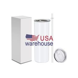 Amerikaanse voorraad 20 oz sublimatie waterflessen blanco witte roestvrijstalen geïsoleerde reismokken geïsoleerde bekers thermos drinkbekers 1216