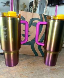 Stock de EE. UU. 40OZ Sunset Gradiente Polar Quency Tumblers H2.0 Clean Slate Caliente Caliente Sereno Socinas Tazas Tazas Bottalles de agua de vaso 0522 0522