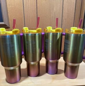 US Stock 40oz Sunset Gradient Polar Swirl Quencher Tumblers H2,0 Schone lei Warm Kool Serene Brushstrokes Cups Mokken Car Tumbler Water Flessen G0522 0524