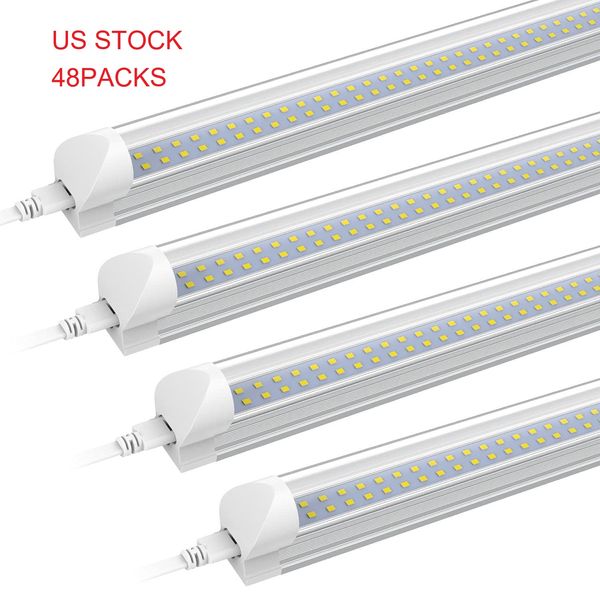 US STOCK 4FT LED Tube T8 Integrated 6000K Cold White 36W Cubierta transparente Dural Row Lights High Output Linkable LEDs Light Techo Garaje