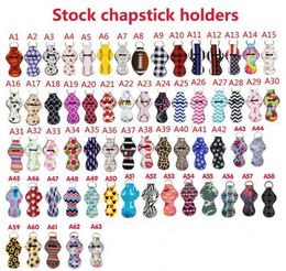 US Stock 63colors motif porte-baume à lèvres pratique porte-baume porte-clés pochette pour Chapstick rouge à lèvres Tracker sauvegarde nouveauté cadeau